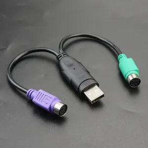 Kabel ekstensi konverter adaptor pria ke wanita, kabel USB ke PS2 untuk Mouse pemindaian Keyboard PS2 ke kabel USB 2.0