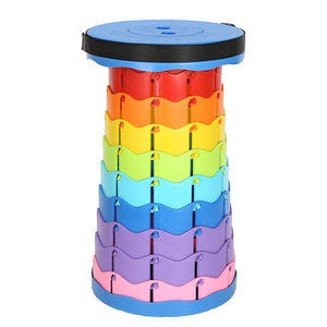 Noir arc-en-ciel en plastique télescopique réglable banc épaissi Portable pliant mobilier d'extérieur petit tabouret chaise pêche métal - Product Image 1