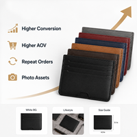 Porte-cartes en cuir fin multi-emplacements, étui pour cartes de crédit en cuir de vachette véritable avec logo personnalisé pour cadeaux d'affaires en gros