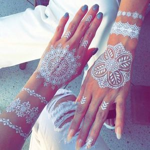 <b>White</b> <b>Lace</b> Tattoo Sticker Temporary Body Art Elegant Design For Women Wedding Party One Size Digital Printing PET Film - Product Image 2