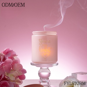 Bougie en verre à la cire de soja, faite à la main, végane, écologique, avec lumière LED intégrée, longue durée, pour la Saint-Valentin et Diwali - Product Image 2