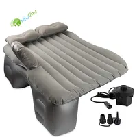 Yumuqインフレータブルカーエアマットレス旅行ベッド、後部座席用ポンプ付きカーキャンプ睡眠パッドマット