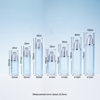 Bouteilles d'emballage cosmétiques bleues givrées rechargeables de 20ml 30ml 50ml 80ml 100ml Bouteille à pompe sans air pour liquide de crème de visage de lotion