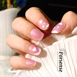 24 piezas personalizadas Etiqueta Privada Honey Girl uñas postizas con corazones prensa corta mate en las uñas Venta al por mayor proveedor de uñas postizas Kawaii - Product Image 3
