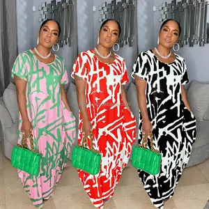 Sisters grand charme décontracté ample pour les femmes robe imprimée jupe longue - Product Image 1