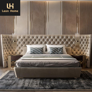 Nội thất phòng ngủ hiện đại cao cấp tùy chỉnh, giường đôi bọc vải, đầu giường bọc nút cao cấp, giường cỡ King - Product Image 3