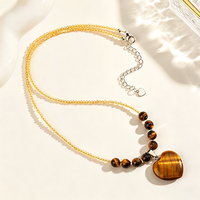 Collier ras du cou JINGFA fait main en pierre naturelle avec perles en forme de cœur, pendentif en cristal de guérison pour femmes
