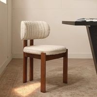 Chaise de salle à manger en bois massif, siège rembourré en tissu couleur noyer, cadre en bois personnalisé sans accoudoirs pour villa, maison, hôtel, restaurant