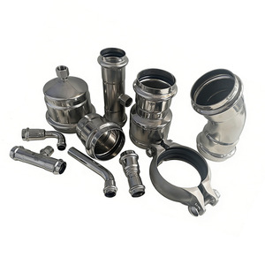 304 Stainless Steel Polished Grooved <b>Pipe</b> Fittings Bend Tee <b>Clamp</b> Set Corrosion Resistant - Product Image 1