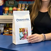 Sac en papier kraft pour aliments avec logo personnalisé, fenêtre ouvrable, pour biscuits, pop-corn, chocolat, bonbons, pain, emballage vertical avec lien en métal incurvé