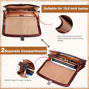 Maletín Portafolios de Cuero Genuino, Diseño Popular para Negocios, Ligero, Duradero, con Cierre de Cremallera, Anti-robo, Portátil, Unisex - Product Image 5