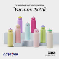 Botella de Agua Aislada de 24 oz, Acero Inoxidable 304, Color Macaron, Tapa Abatible, para la Escuela, Senderismo Diario, Adultos, Botella de Vacío