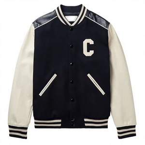 Veste de style preppy pour homme, bleu marine, style varsity, avec lettres brodées - Product Image 1
