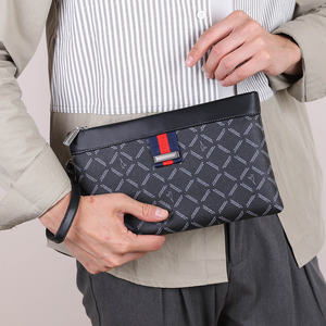 <span class=keywords><strong>Mew</strong></span>-Pochette classique de style rétro pour hommes, pochette en cuir PU, sac à main décontracté à carreaux, vente en gros de pochettes pour hommes - Product Image 5