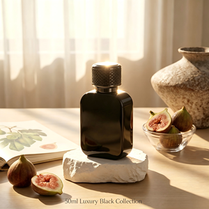 Luxury 50ml Matte Black <b>Square</b> Perfume Bottle Custom Logo Refillable Niche Fragrance Glass Pump Sprayer for Indie Brands - Product Image 2