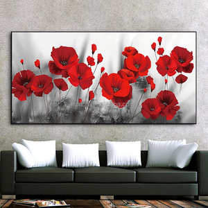 Vente d'usine en gros personnaliser <span class=keywords><strong>moderne</strong></span> toile grand grand grand mur Art chaud nouveau Design rouge magnifique couleur chaude plantes <span class=keywords><strong>fleurs</strong></span> <span class=keywords><strong>peinture</strong></span> - Product Image 2