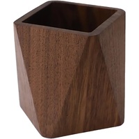 Porte-stylo en bois massif, organiseur de bureau avec design géométrique à facettes pour la décoration du bureau, de la maison et de la salle d'étude