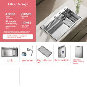 อ่างล้างหน้าพร้อมพื้นผิวเป็นเม็ดเล็กๆสำหรับดักเศษข้าวและเศษซากหนา4มม. ทำจากสแตนเลส - Product Image 6