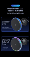 Support de téléphone magnétique sans fil à LED colorées pour voiture, charge rapide, fixation sur grille d'aération pour smartphones