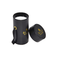 Boîte cadeau cylindrique noire en carton personnalisée, écologique et recyclable, avec logo estampé à chaud or, pour roses éternelles