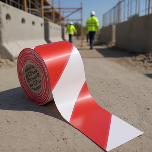 Ruban adhésif de signalisation lumineuse, 48mm x 100m, rayé rouge et blanc, ruban de sécurité pour chantier de construction - Product Image 3