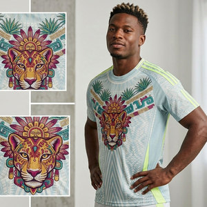<span class=keywords><strong>Camiseta</strong></span> Deportiva 3D con Tótem de Jaguar para Hombre, de Secado Rápido, Manga Corta, Estilo Jersey de Fútbol, con Patrón de Agave Mexicano, Ropa de <span class=keywords><strong>Entrenamiento</strong></span> - Product Image 5