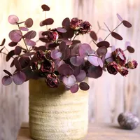 Film PVC 3D effet feuille d'eucalyptus, 3 branches, plantes vertes artificielles, arrangement floral de mariage, bouquet, décoration de luxe pour la maison, 48 cm