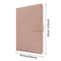 Pink A4 Business Padfolio Organizador de archivos de cuero Portafolio Carpeta de documentos Carpeta de conferencias multibolsillo con carpeta de anillas