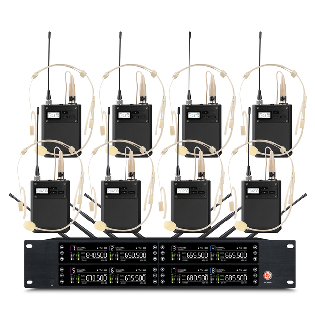 Trais Most Popular UHF Professional Wireless Headset Microphone 1 to 8 Channels Lavalier Headset Bodypack Microphone