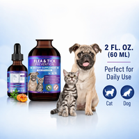 Gouttes de prévention contre les puces et les tiques pour chiens - Supplément liquide riche en protéines, huile de noix de coco, poudre d'ail, soutien immunitaire, absorption rapide