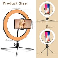 Anneau lumineux led de 10 pouces à intensité variable avec support de téléphone portable et trépied