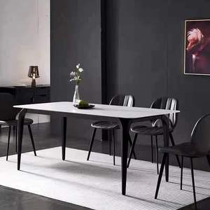 Moderno tavolo da pranzo all'aperto 80x140 80x160 90x180cm da banco nero pietra artificiale lucidata superficie di piastrelle di ceramica - Product Image 5