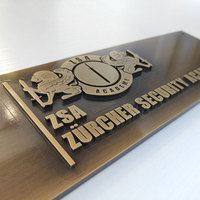 Plaque de porte personnalisée en laiton 3D gravée avec logo, plaque décorative en laiton ou bronze en relief pour adresse de maison