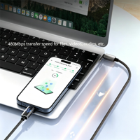 Kabel Pengisi Daya Cepat 27W PD USB C ke Lightning dengan Lampu LED Aliran Logam Seng, Kabel Charger Nilon Terjalin untuk iPhone, Logo Dapat Disesuaikan