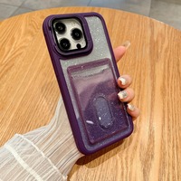 Étui porte-cartes à paillettes pour iPhone 12 13 15 16 Pro Max avec fente intégrée pour cartes, coque de luxe