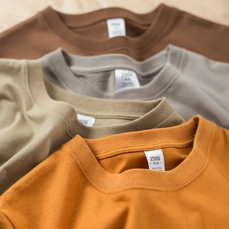 YLS Kaus Katun 250 Gsm 100% Kualitas Tinggi Kaus Desain Kustom untuk Kaus Kosong
