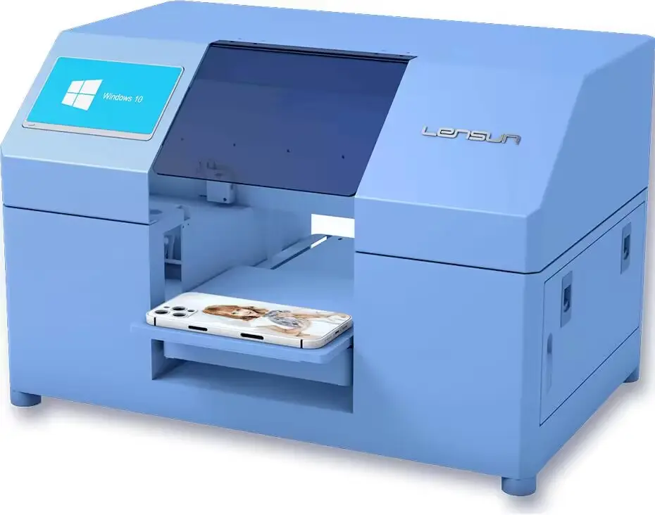 Nueva máquina Lensun Customizpro + Impresora UV para pieles traseras DIY para fundas de teléfono impresora UV de diferentes diseños personalizados