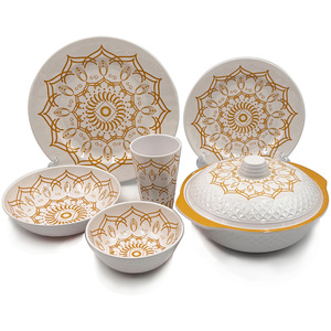 Collection de <span class=keywords><strong>vaisselle</strong></span> en mélamine <span class=keywords><strong>Mandala</strong></span> Art, assiettes, bols et tasses décoratifs à motifs dorés - Product Image 1