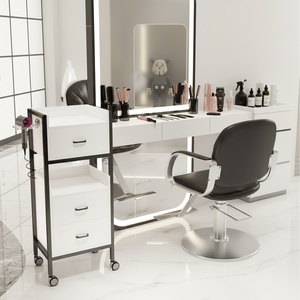 Chariot de rangement mobile <span class=keywords><strong>professionnel</strong></span> et moderne pour salon avec tiroirs - Meuble roulant multifonctionnel pour la beauté et la coiffure - Product Image 6