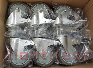 Fabrik preis 3 Zoll 4 Zoll 5 Zoll M12 * 30mm Grau Tpr Gewindes tiel Nachlauf mit Doppel bremse - Product Image 5