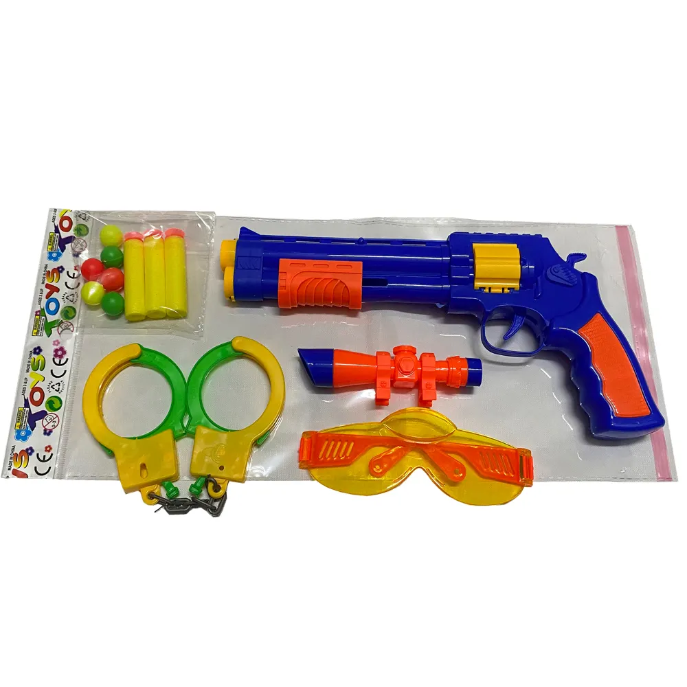 2024 prodotto di vendita caldo più economico per bambini della polizia di plastica giocattoli militari pistole gioco di tiro Set per bambini armas de fuego real