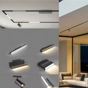 Système d'éclairage sur rail magnétique 48V réglable, luminaire LED encastré ou en saillie pour plafond, idéal pour la décoration intérieure - Product Image 2