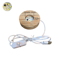 Socle de présentation en bois et résine avec LED USB, éclairage minimaliste pour chambre à coucher, effet laser 3D en cristal