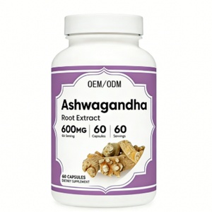 แคปซูลอัชวากันธาบริสุทธิ์ 600 มก. สำหรับผู้ทานมังสวิรัติ ปราศจาก GMO และกลูเตน สารสกัดจากรากอัชวากันธา ผลิตแบบ OEM/ODM ขายดี - Product Image 1