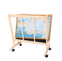 Étagères de rangement et de séchage en bois naturel, grand support d'impression en bois avec roulettes, présentoir et rangement pour artistes