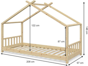 <span class=keywords><strong>Letto</strong></span> <span class=keywords><strong>Montessori</strong></span> per Bambini in Legno di Pino Massiccio, Ecologico e Durevole, Personalizzabile, Stile Casa - Product Image 5