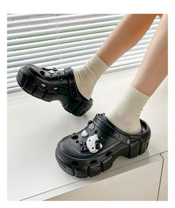 Chaussures plates à plateforme pour femmes, nouveau style d'été, chaussures d'extérieur, pantoufles, sensation de rembourrage, bout fermé, semelle épaisse, augmentation de la taille - Product Image 6