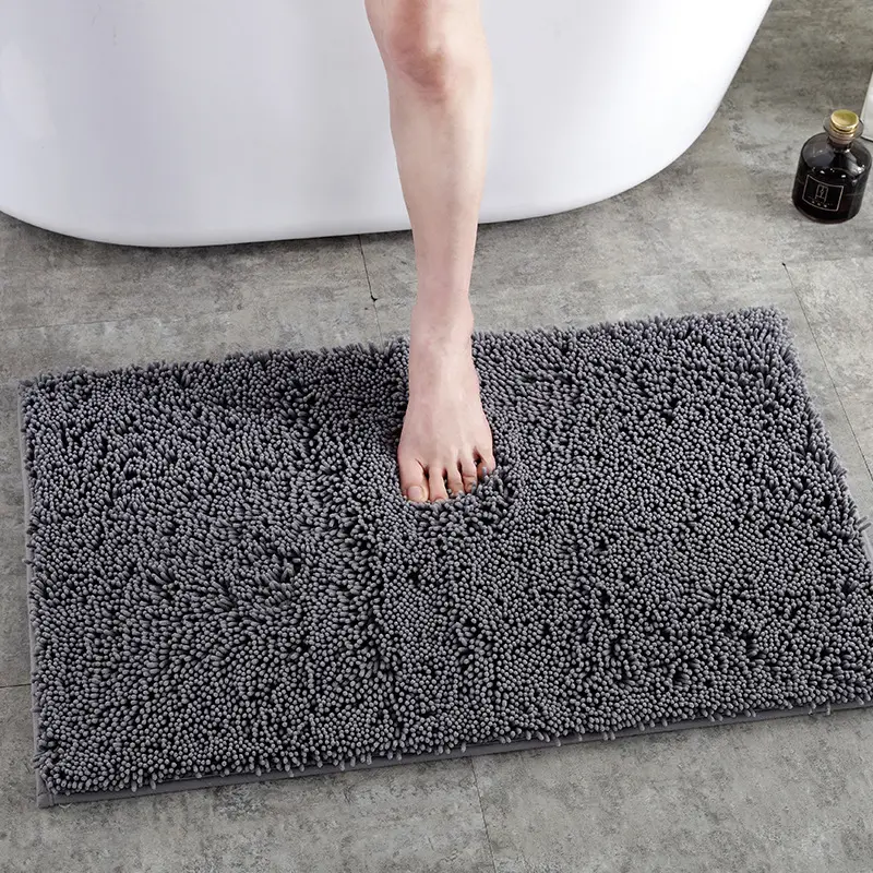 Tappeto da bagno in ciniglia di lusso di alta qualità Non antiscivolo Shaggy ciniglia morbida superficie tappetino da bagno per il bagno tappeto assorbente