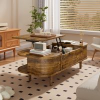 Table basse en bois moderne avec rangement dissimulé et texture unique, brun rustique, pour salon, chambre, petits espaces, bureau à domicile