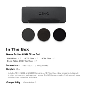 Juego de Filtros <span class=keywords><strong>ND</strong></span> Originales de la Marca <span class=keywords><strong>Osmo</strong></span> para DJI <span class=keywords><strong>Osmo</strong></span> <span class=keywords><strong>Action</strong></span> 6, Aleación de Aluminio Ligera, Vidrio Templado - Product Image 6